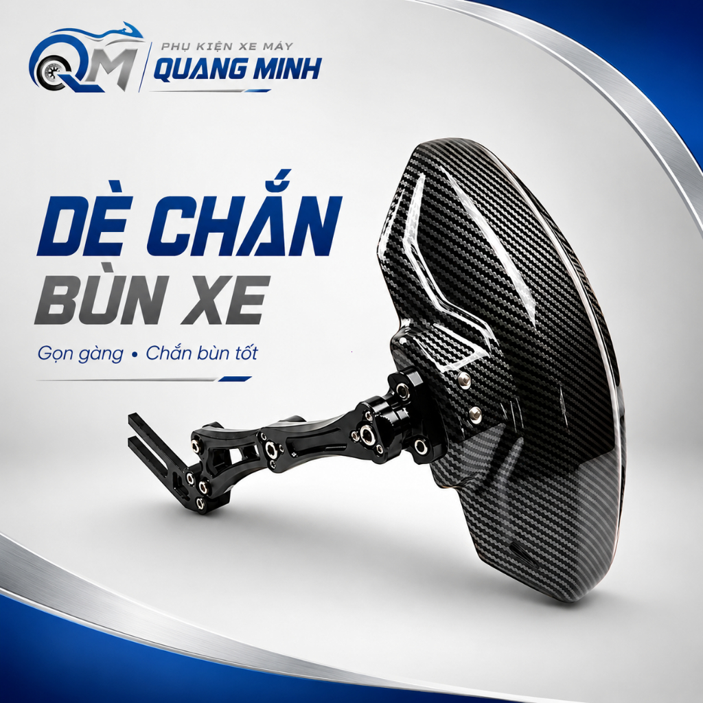 Dè chắn bùn xe điện xe máy carbon V1, hợp kim nhôm chắc chắn gắn mọi dòng xe