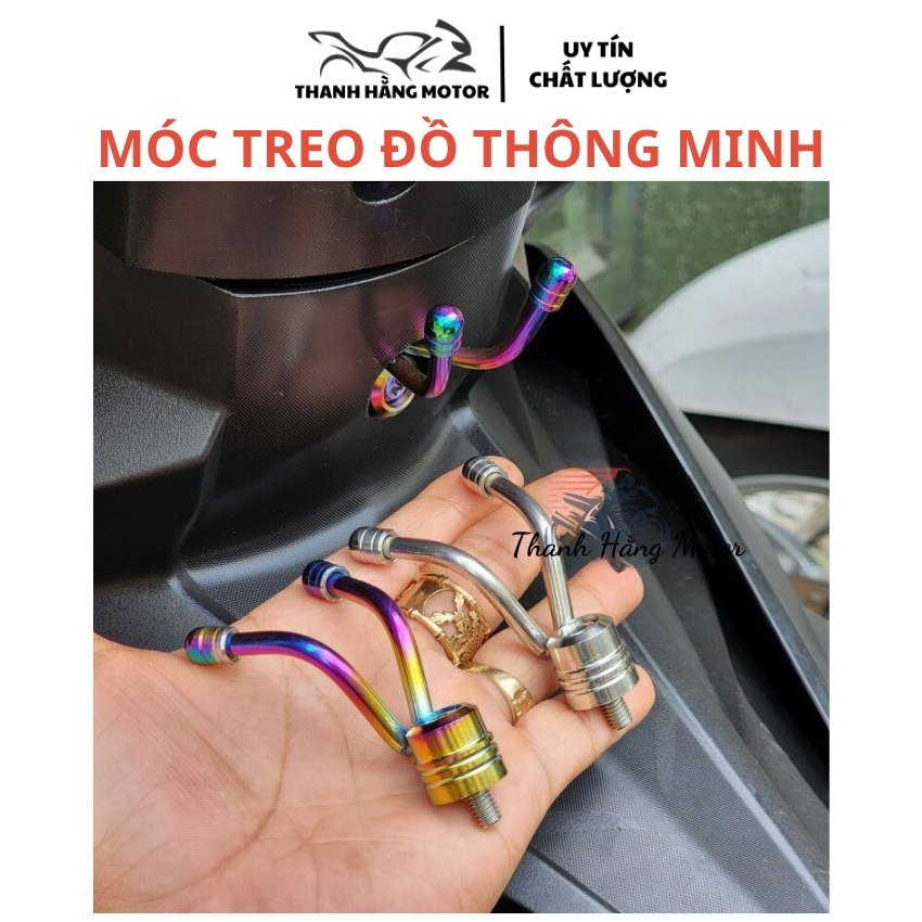 Móc Treo Đồ Xe Máy Kiểu 2 RÂU DẾ Inox và Inox Xi Titan 7 màu Tiện Gọn Chắc Chắn bền Đẹp giá tốt