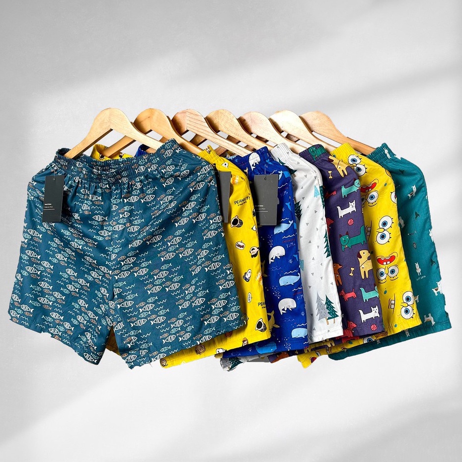 (QSM4) Quần Đùi Nam Cotton Mặc Ngủ - Quần đùi nam mặc nhà chất cotton siêu mát, Cartoon Short Cá Tính