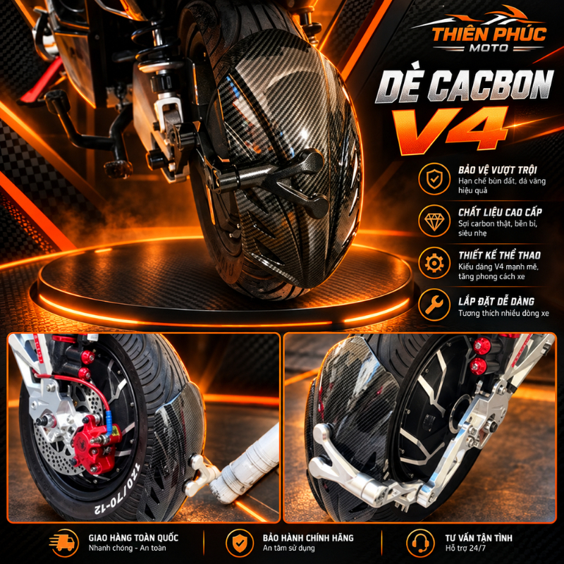 Dè Nối Chắn Bùn Xe Máy V2 Carbon, Miếng Chống Văng Bùn Nước Dễ Lắp, Kiểu Dáng Thể Thao - Ảnh 6