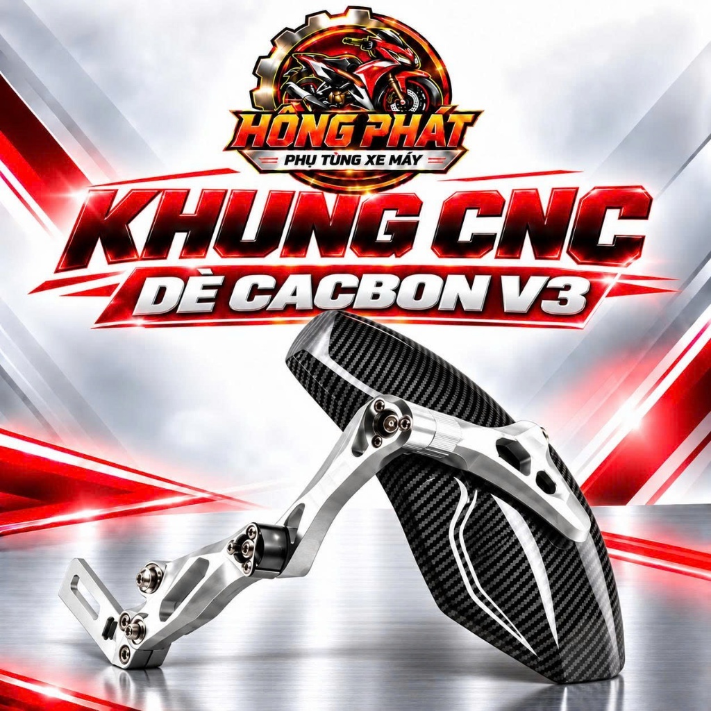 Dè chắn Bùn CNC Vân carbon V3 Loại Cao Cấp Cho Xe Điện, Xe Máy Có Tặng Kèm Lục Giác Và Keo Hình Thức Bền Đẹp