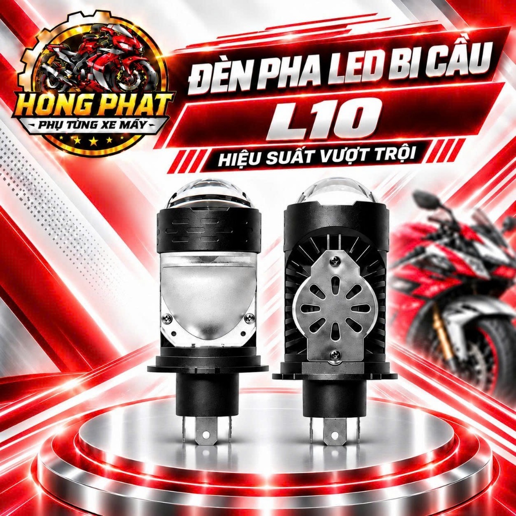 Đèn Pha LED Bi Cầu L10 2 Màu Cho Xe Máy, Siêu Sáng, Phá Sương, Ánh Sáng 3 Chế Độ