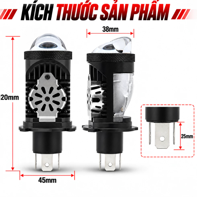 Đèn Pha LED Bi Cầu L10 2 Màu Cho Xe Máy, Siêu Sáng, Phá Sương, Ánh Sáng 3 Chế Độ - Ảnh 3
