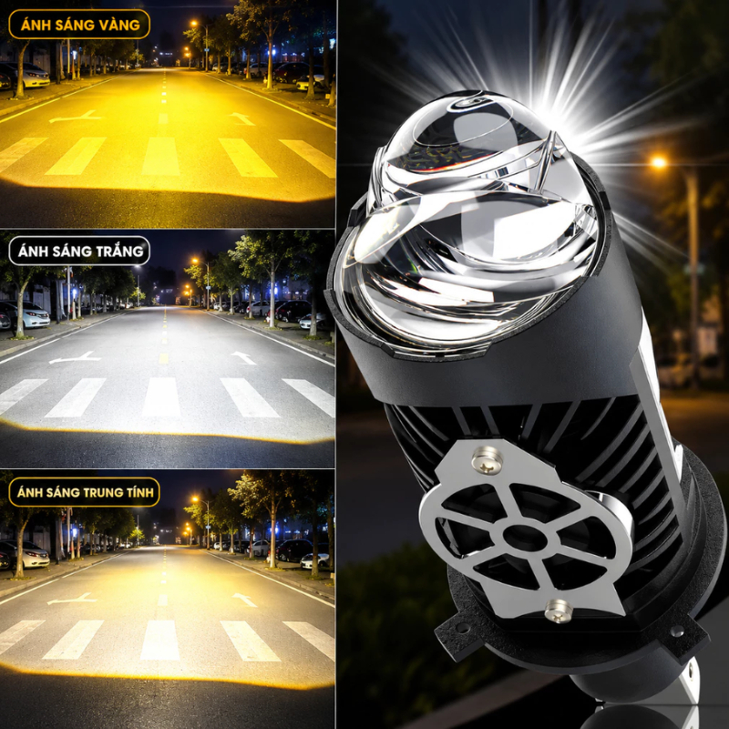 Đèn Pha LED Bi Cầu L10 2 Màu Cho Xe Máy, Siêu Sáng, Phá Sương, Ánh Sáng 3 Chế Độ - Ảnh 4