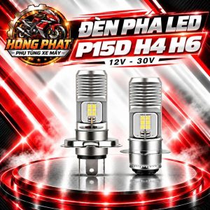 Đèn Pha LED Xe Máy P15D H4 H6 12V-30V 6000K, Bóng Đèn LED Ánh Sáng Trắng Siêu Sáng Cho Xe Máy Mô Tô