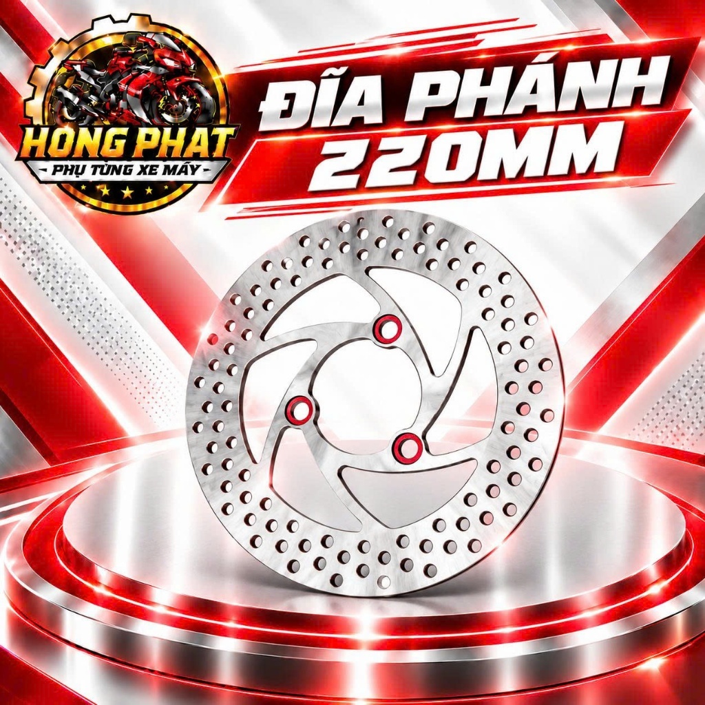 Đĩa Phanh 220mm Cho Xe Điện Phay CNC Tản Nhiệt Nhanh, Phanh Bám Tốt Kèm Ốc Gắn Nhiều Dòng Xe