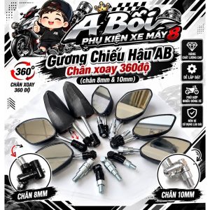 Gương AB kèm chân gương xoay 360 độ siêu nét gắn dc nhiều dòng xe shop8