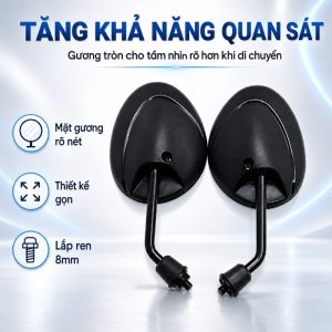 Alternative view of - Gương Chiếu Hậu Tai Mèo Cho Xe Điện Xe Đạp Điện, Chân 8mm 10mm, Giá 1 Cặp