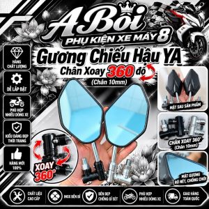 Gương Chiếu Hậu YA Chân Xoay 360độ mẫu mới nhất (Chân 10mm) shop8