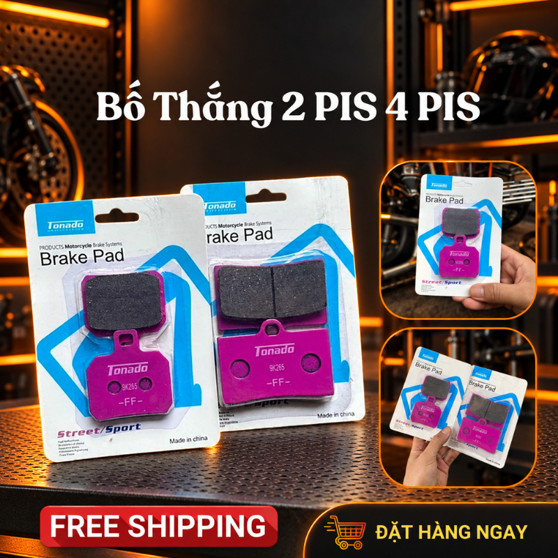 Má Phanh Xe Máy 2 Pis 4 Pis, Bố Thắng Cho Heo Brembo Adelin Frando Anchor, Chịu Nhiệt Bám Tốt - Ảnh 5
