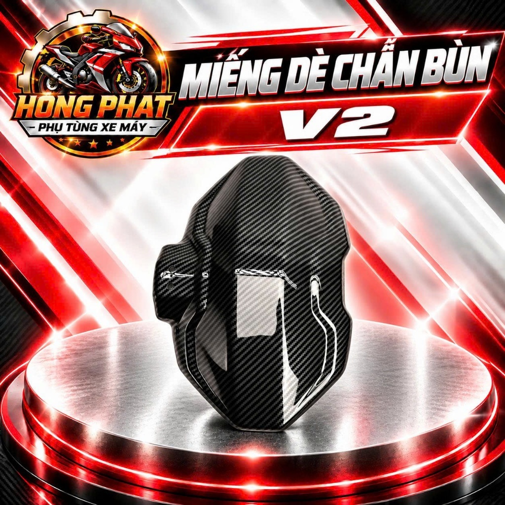 Miếng Nối Dè Chắn Bùn Xe Máy V2 Vân Carbon, Chống Văng Bùn Nước, Nhiều Màu Dễ Lắp