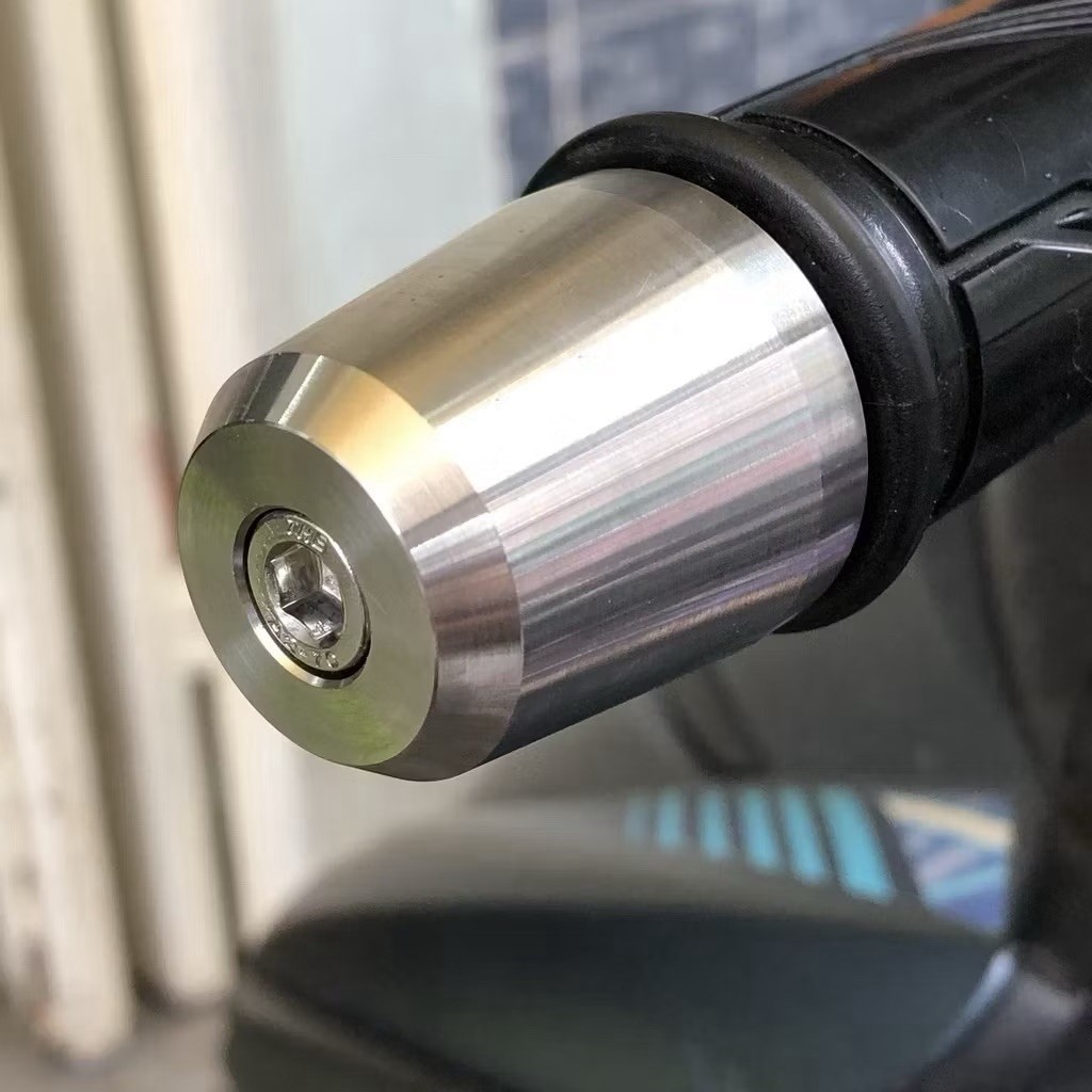 (tặng kèm 1cặp bao tay ngẫu nhiên) Gù tạ tay lái inox 304 nguyên khối 380g - chống rung, dễ lắp, màu bạc - Ảnh 3
