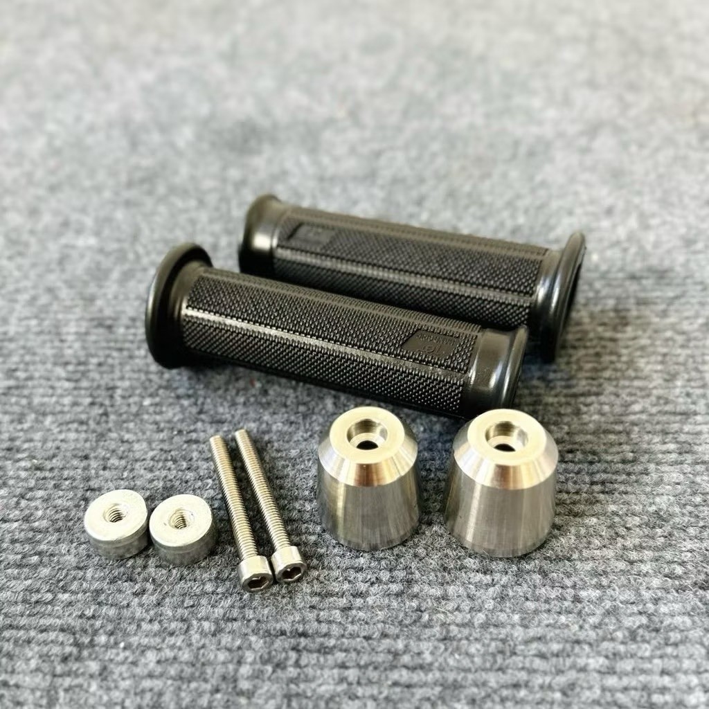 (tặng kèm 1cặp bao tay ngẫu nhiên) Gù tạ tay lái inox 304 nguyên khối 380g - chống rung, dễ lắp, màu bạc - Ảnh 5