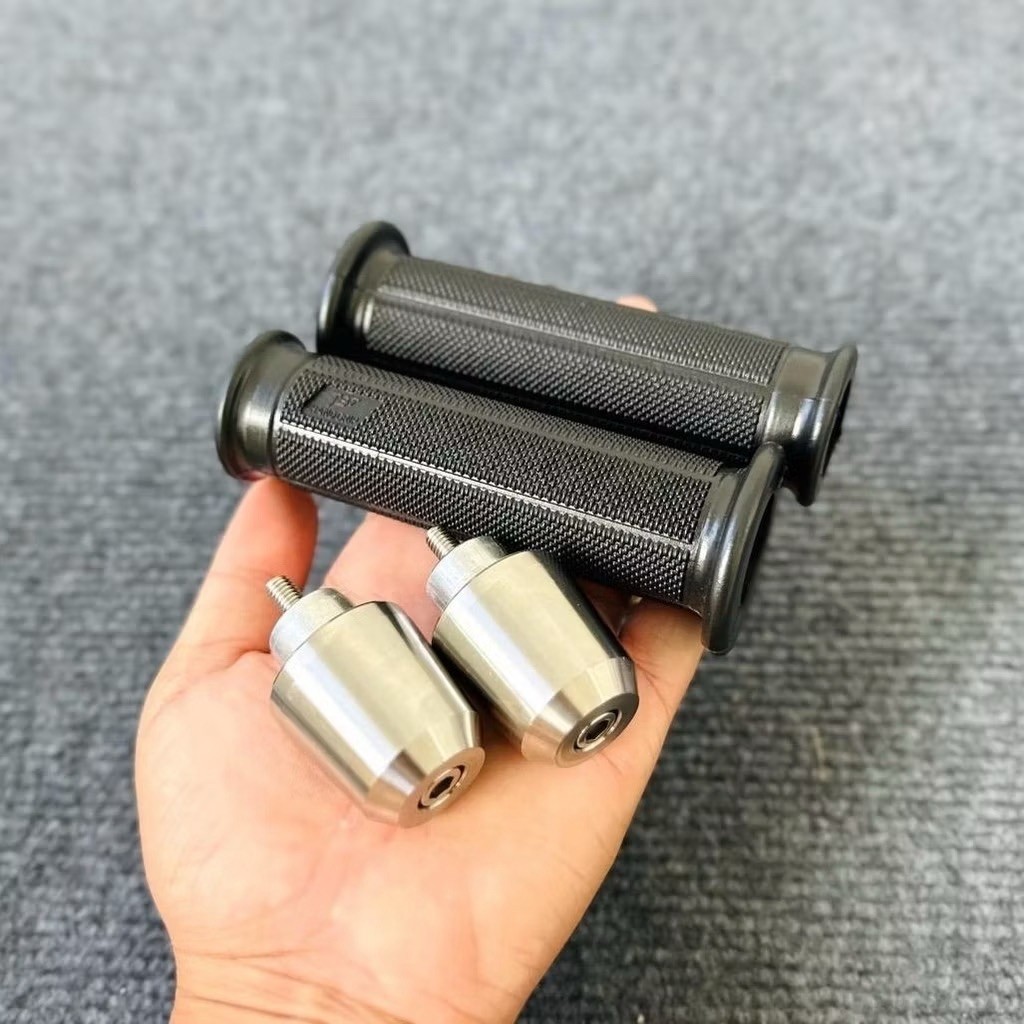 (tặng kèm 1cặp bao tay ngẫu nhiên) Gù tạ tay lái inox 304 nguyên khối 380g - chống rung, dễ lắp, màu bạc - Ảnh 6