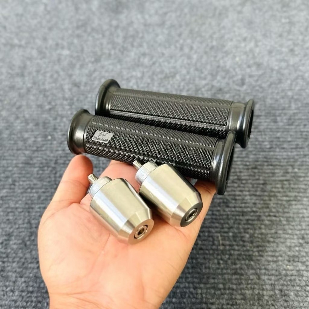 (tặng kèm 1cặp bao tay ngẫu nhiên) Gù tạ tay lái inox 304 nguyên khối 380g - chống rung, dễ lắp, màu bạc - Ảnh 7